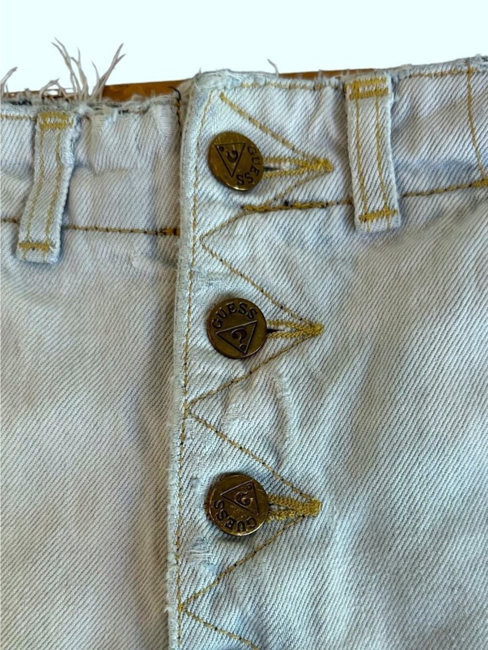 Vintage Guess Georges Marciano Light Blue High Rise Cutoff Denim Shorts Size 31 - Picture 2 of 5